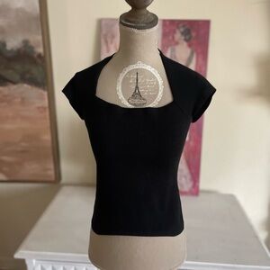Theory Open Neck Cap Sleeve Sweater Top
